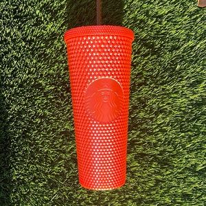 NWT Red orange Starbucks Studded cup